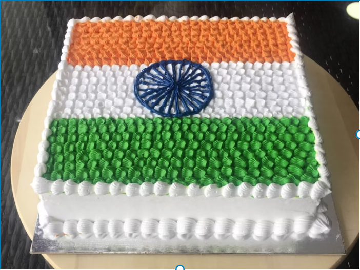 Cutting Flag Themed Cake
